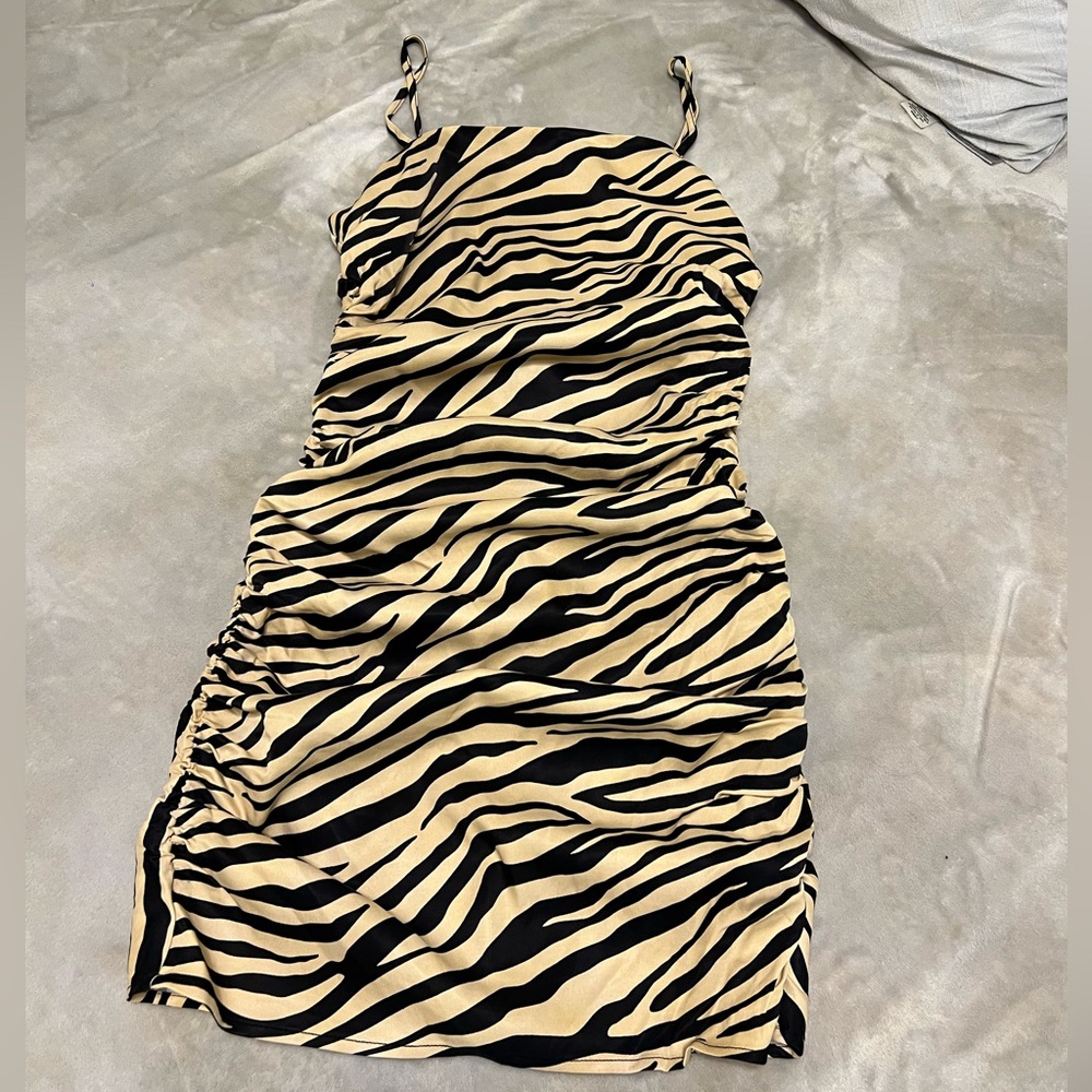 Zebra Print Ruched Dress